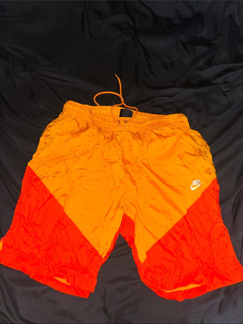 Nike Orange and Red Colorblock Athletic Shorts